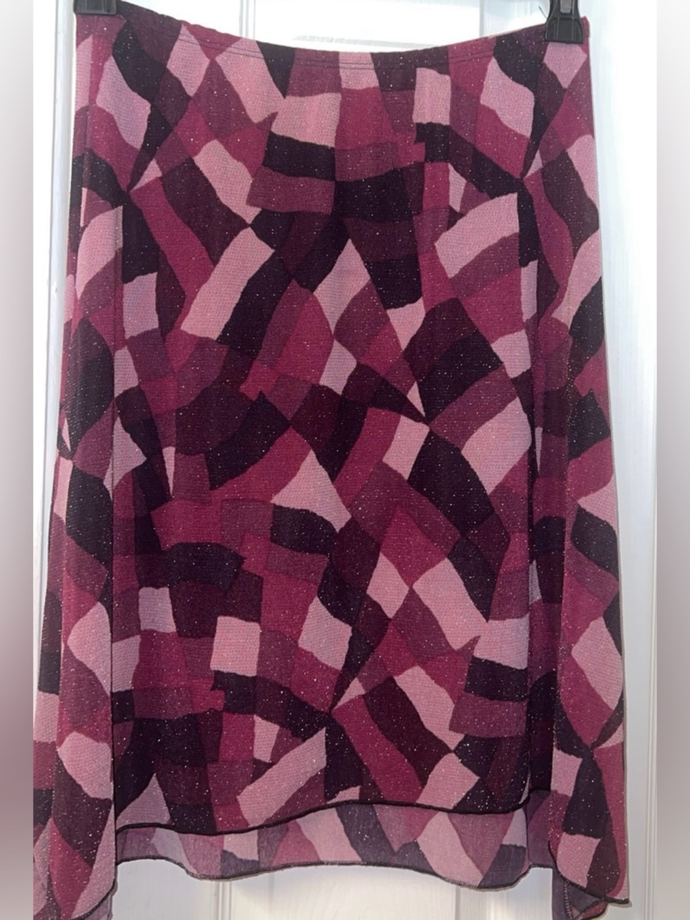 mine Abstract Geometric A-Line Skirt in Berry and Plum